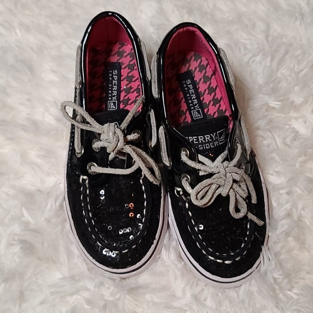 Sperry Girls Bahama Sequin Boat Shoes 10